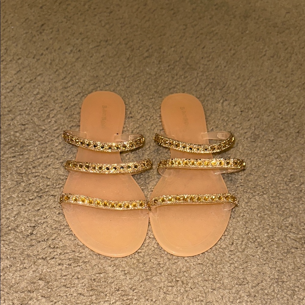 Gold Embellished Women's Jelly Sandals